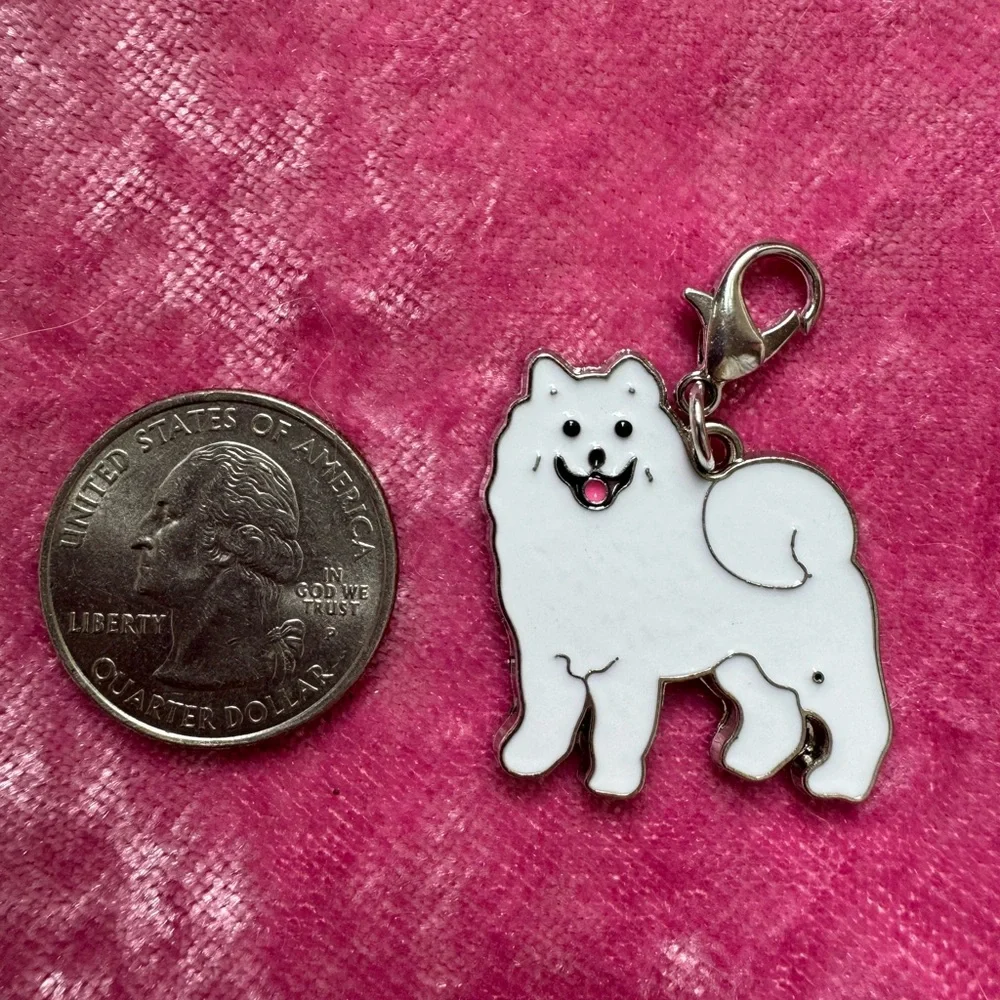 Samoyed necklace charm Keychain pendant dog Jewelry DIY Handmade bracelet gift S
